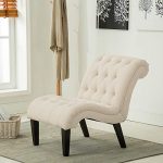 Modern Accent Lounge Chair with Linen upholstered Armless Accent Chair for Living Room, Lvory