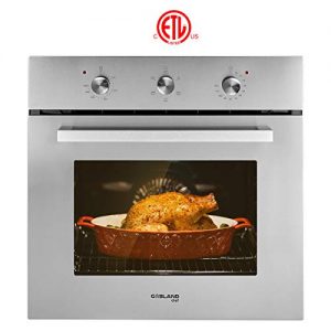 Electric Single Wall Oven, GASLAND Chef ES606MS 24" Built-in Electric Ovens, 240V 2000W 2.3Cu.f 6 Cooking Functions Wall Oven, Mechanical Knobs Control, Stainless Steel Finish