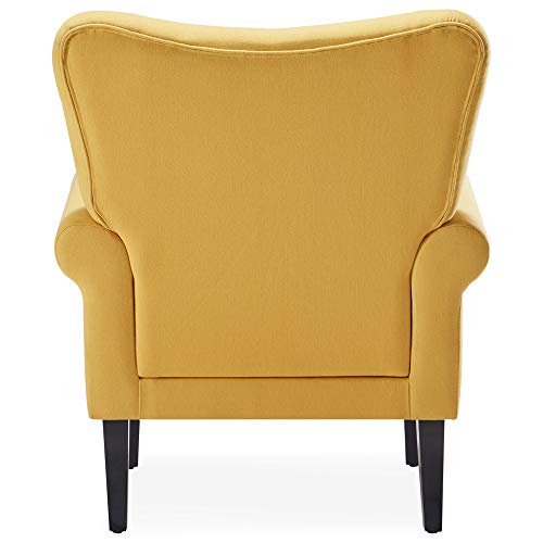 BELLEZE Modern Accent Chair Roll Arm Linen Living Room Bedroom Wood Leg Model: BELLEZE