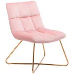 Duhome Velvet Accent Chair Retro Leisure Lounge Chair Mid Century Modern Chair Vanity Chair for Living Room Bedroom with Gold Metal Legs Salmon Pink 1 PCS