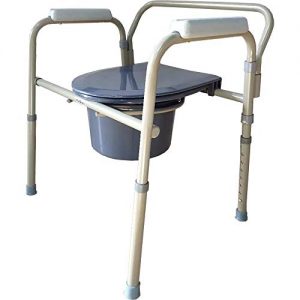 Medokare Foldable Bedside Commode Chair - Heavy-Duty Steel Commode Seat, Bedside Potty Chair for Adults, Medical Handicap Toilet Seat with Handles and Bucket