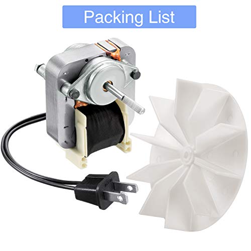 Universal Bathroom Vent Fan Motor Replacement Kit - Efficient and Compatible with Nutone Broan, Enhance Your Bathroom Airflow As a user of the Universal Bathroom Vent Fan Motor Replacement Kit, I can confidently say goodbye to stuffy bathrooms! This kit is a breath of fresh air, quite literally. The 50CFM power, 0.65 amps efficiency, and 3000 Rpm speed make it a reliable substitute for any tired exhaust fan. Its 120 volts capacity and 60Hz frequency ensure consistent performance. The safety-certified design with a 3/16" x 1 3/4" shaft and a 6" wire size, complete with a 2-prong plug, ensures a secure and durable replacement. Say hello to improved bathroom ventilation with this UL certified fan motor kit!
