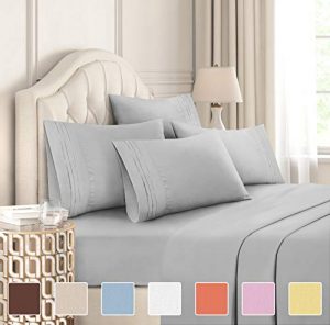 Queen Size Sheet Set - 6 Piece Set - Hotel Luxury Bed Sheets - Extra Soft - Deep Pockets - Easy Fit - Breathable & Cooling Sheets - Wrinkle Free - Grey - Light Grey Bed Sheets - Queens Sheets - 6 PC