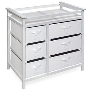 Modern Baby Changing Table with 6 Storage Baskets and Pad