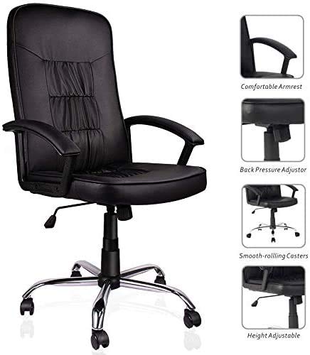 ORVEAY Office Ergonomic Office Chair Executive Bonded Leather Computer Chair ORVEAY Office Ergonomic Office Chair Executive Bonded Leather Computer Chair, Black.