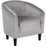Yaheetech Accent Chair Club Arm Chair Barrel Chair Contemporary Style for Living Room Bedroom Reception Room Gray