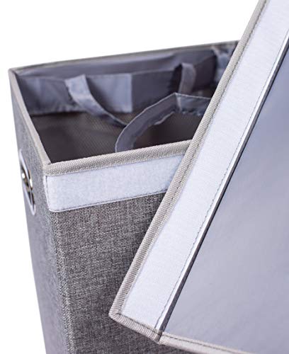 BirdRock Home Premium Double Laundry Hamper BirdRock Home Premium Double Laundry Hamper with Lid and Removable Liners - Linen Hampers - Grey Foldable Bin - Easily Transport Clothes - Cut Out Handles – Clothes Basket.