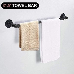 Etzion Pipe Bath Towel Bar, 31.5 Inches Wall Mounted Industrial Pipe Towel Bar Rack for Bathroom Kitchen, Black