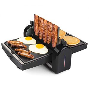 HomeCraft FBG2 Nonstick Electric Bacon Press & Griddle, Cooks 6 Pieces, Perfect For Eggs, Sausage, Pancakes, Hashbrowns, 6-Slice, Black