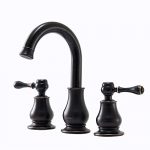 VAPSINT Antique WideSpread Two Handle Three-Hole Lavatory Solid Brass Oil Rubbed Bronze Bathroom Faucet, Bathroom Sink Faucets Without Pop-Up Drain