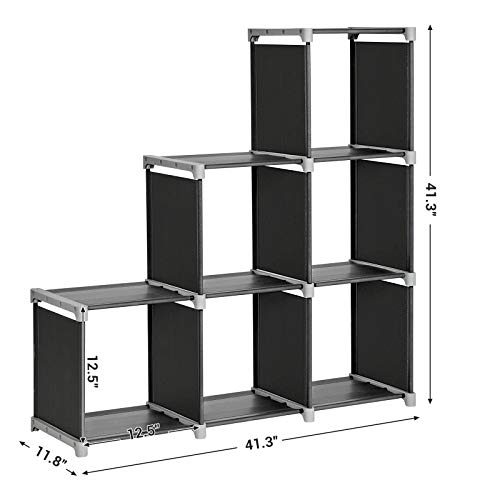 SONGMICS 6-Cube Storage Rack, Staircase Organizer SONGMICS 6-Cube Storage Rack, Staircase Organizer, DIY Storage Shelf, Bookcase in Living Room, Children’s Room, Bedroom, for Toys and Daily Necessities, Black.