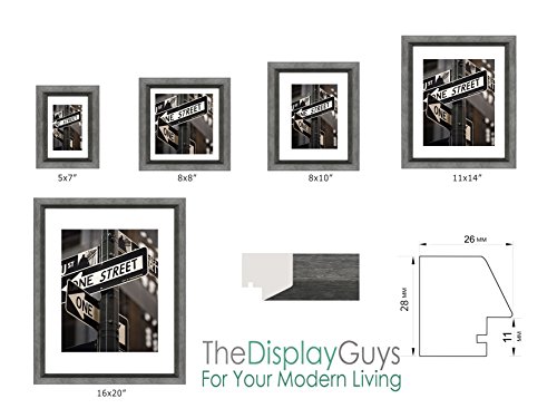 The Display Guys Luxury, Made Affordable Tempered Glass Photo Frame The Show Guys Luxurious Made Inexpensive  11”x14” Tempered Glass Photograph Body in Gray Walnut Wooden End Beveled Profile Elegant and Up to date..