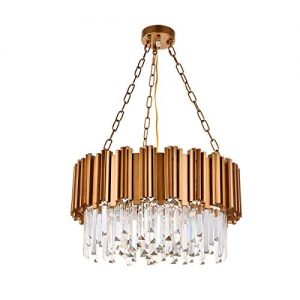 A1A9 Modern Round Crystal Chandelier Lights Luxury Pendant Ceiling Light Contemporary Raindrop Chandeliers Lighting Fixture for Dining Living Room Kitchen Island Bedroom Foyer Hallway (Antique Gold)