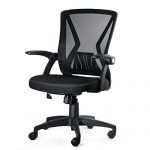 KOLLIEE Mid Back Mesh Office Chair Swivel Ergonomic Black Mesh Computer Chair Flip Up Arms With Lumbar Support Adjustable Height Task Chair