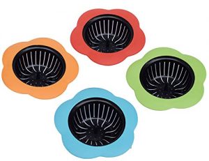 Silicone Kitchen Sink Strainer 4 Pack, Pouring strainers，Drain FilterLarge Wide Rim 4.5" Diameter (4.5" Diameter, 4 Color)