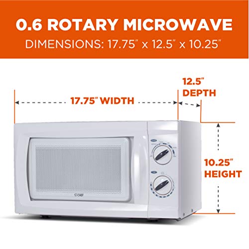 Commercial Chef Counter Top Rotary Microwave Oven Business Chef Counter High Rotary Microwave Oven 0.6 Cubic Toes, 600 Watt, White, CHM660W.