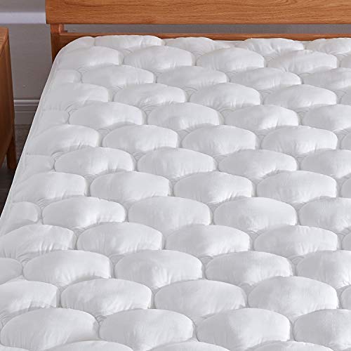 Murpheeya Cooling Cotton Mattress Pad Topper Bed Cover Protector with Deep Pocket Fits Up to 8"-21" for Queen King Twin Full California King