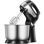 Hand Mixer Stand Mixer 2 in 1 Electric Mixer with 3.7 Quarts Bowls, 5 Speeds with Turbo Function Include Dough Hooks & Mixer Beaters, 250 Watt, Stainless Steel