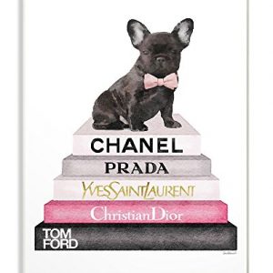 Stupell Industries Book Stack Fashion French Bulldog Wall Plaque, 10 x 15, Design by Artist Amanda Greenwood