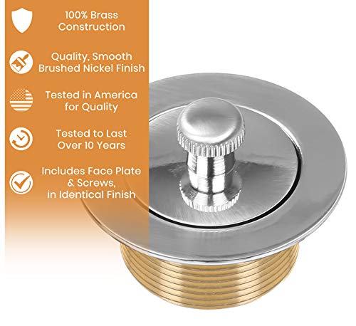 100% Brass Lift and Turn Bathtub Drain - Brushed Nickel Finish - Drain Assembly Conversion Kit - Handyman Designed - Fits All Bathtub Sizes - Quality Tested in America - Vance Home Improvement