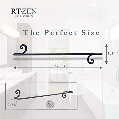 RTZEN Decorative Wrought Iron Towel Holder | Long Towel Bar Rack for Kitchen Dimensions: 2.eight x 22.eight x 5.5 inches