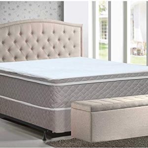 Mattress Solution Plush Innerspring Eurotop Mattress and Box Spring/Foundation Set with Frame, No Assembly Required, Queen Size,