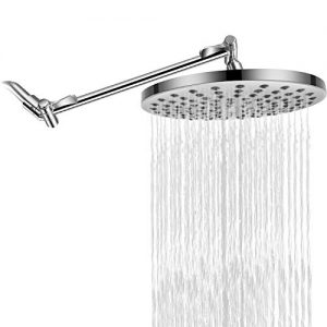 RongMax Complete Rain Shower Head Kit - 7.6 inch Luxury Rainfall Shower Head with 13.5 inch Adjustable Arm - High and Low Pressure Waterfall Showerhead with Removable Water Restrictor - Chrome Finish