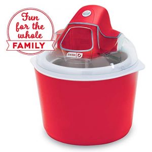 Dash DIC001RD Deluxe Ice Cream Frozen Yogurt & Sorbet Maker With Easy Ingredient Spout, Double-Walled Insulated Freezer Bowl & Free Recipes, 1 quart, Red