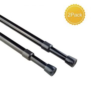 KXLIFE 2 Pack 5/8" Heavy Duty Spring Tension Curtain Rod, Refrigerator Tension Rods Black 16 to 28 Inch