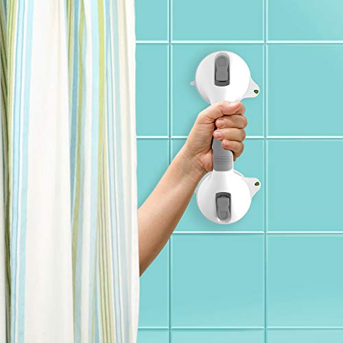 Suction Tub Seize Bar 12" with Indicators AmeriLuck Suction Tub Seize Bar 12" with Indicators, Toilet Bathe Deal with (White, 2 Pack)