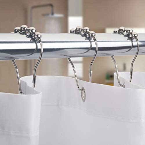 Amazer Shower Curtain Hooks Rings, Rust-Resistant Metal Amazer Shower Curtain Hooks Rings, Rust-Resistant Metal Glide Shower Hooks for Bathroom Shower Rods Curtains-Set of 12-Nickel.