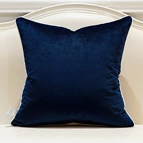 Avigers 20 x 20 Inch European Cushion Cover Luxury Velvet Avigers 20 x 20 Inch European Cushion Cowl Luxurious Velvet Residence Ornamental Embroidery Petunias Pillow Case Pillowcase for Couch Chair Bed room Dwelling Room, Navy Blue.