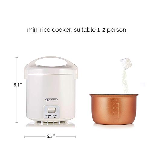 1.0L Mini Rice Cooker,WHITE TIGER Portable Travel Steamer Small Bundle Dimensions: 6.5 x 6.three x 8.1 inches