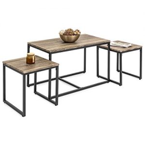 Best Choice Products 3-Piece Modern Nesting Coffee Accent Table Living Room Furniture Lounge Set w/ 2 End Tables - Brown