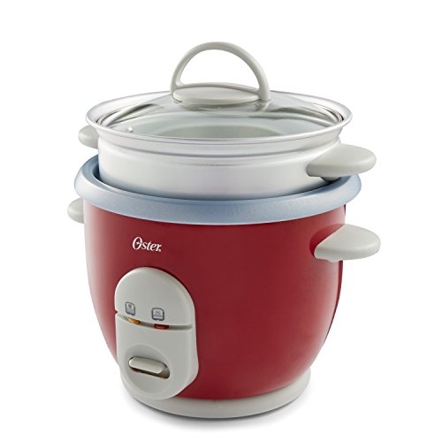 Oster 6-Cup Rice Cooker with Steamer, Red Guarantee: 1 Yr restricted guarantee