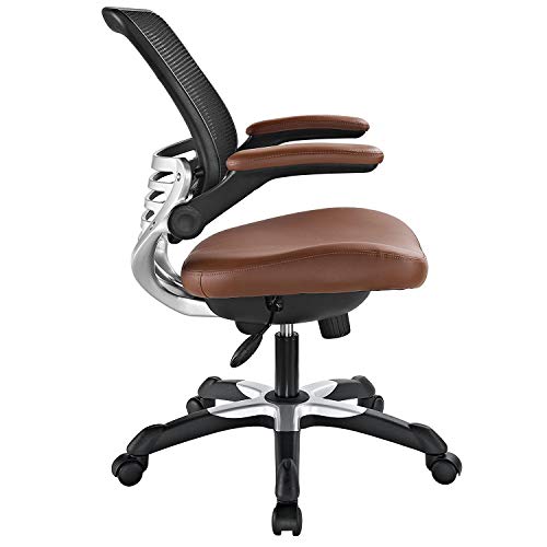 Modway Edge Mesh Back and White Vinyl Seat Office Chair Modway Edge Mesh Again and White Vinyl Seat Workplace Chair With Flip-Up Arms - Pc Desks in Tan