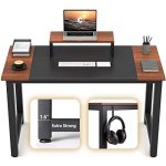 CubiCubi Computer Office Small Desk 47", Study Writing Table, Modern Simple Style PC Desk with Splice Board, Black and Espresso
