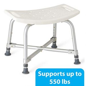 Medline Heavy Duty Shower Chair Bath Bench Without Back, Bariatric Bath Chair Supportsup to 550 Lbs