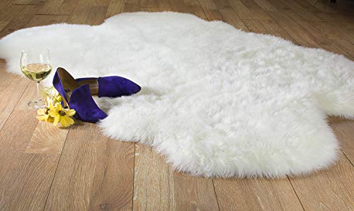 Chesserfeld Luxury Faux Fur Sheepskin Rug, White Chesserfeld Luxurious Fake Fur Sheepskin Rug, White, 4ft x 6ft with Thick Pile, Machine Washable, Makes a Comfortable, Fashionable House Décor Accent for a Child's Room, Bed room, Nursery, Residing Room or Tub.
