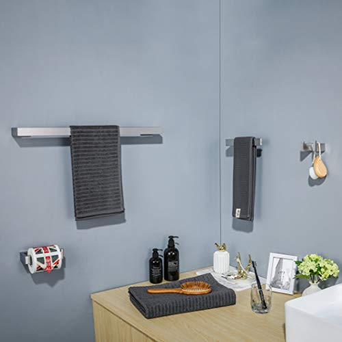TNOMS 4 Pieces Bathroom Hardware Accessories Set TNOMS 4 Pieces Bathroom Hardware Accessories Set Towel Bar Towel Holder Robe Hook Toilet Paper Holder Stainless Steel,Q8-P4BR.