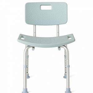 Medline Shower Chair Bath Bench with Back, Supports up to 300 lb, Infused with Microban Antimicrobial Protection, Light Blue