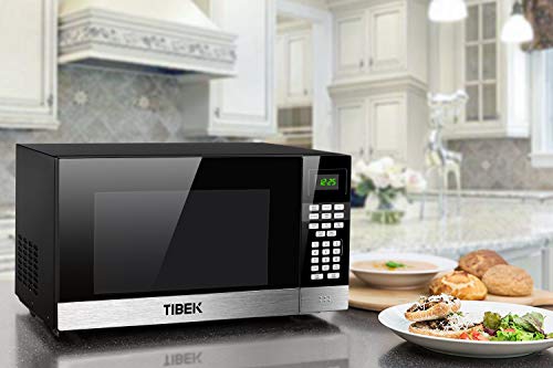 TIBEK Countertop Microwave Oven with Good Sensor Microwave Oven 1.1 cu. ft, TIBEK Countertop Microwave Oven with Good Sensor, Contact Management Panel with ECO Mode and Sound On/Off, Popcorn Button, Auto Weight & Time Defrost, Baby-Secure Lock, 900W.