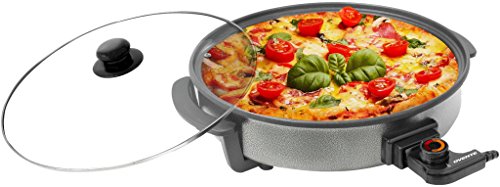 Ovente Round Electric Frying Pan Skillet, Granite Ovente Spherical Electrical Frying Pan Skillet, Granite with Tempered Glass Lid and Thermostat Management, 12inch Diameter (SK10112B).
