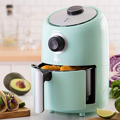 Dash Compact Air Fryer Oven Cooker with Temperature Control Sprint (DCAF150GBAQ02) Compact Air Fryer Oven Cooker with Temperature Management, Non Stick Fry Basket, Recipe Information + Auto Shut off Characteristic, 1.2 qt, Aqua.