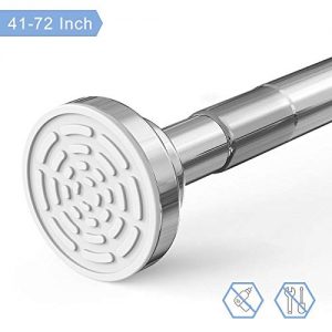 Shower Curtain Rod, 41-72 Inches Tension Curtain Rod, 304 Stainless Steel, No Drilling, Never Collapse, Anti-Slip, No Rust, for Bathroom, Easy to Install