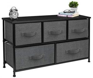 Sorbus Dresser with 5 Drawers - Furniture Storage Chest Tower Unit for Bedroom, Hallway, Closet, Office Organization - Steel Frame, Wood Top, Easy Pull Fabric Bins (Black/Charcoal)