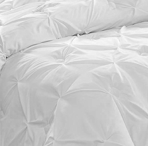 Sweet Home Collection 3 Piece Luxury Pinch Pleat Pintuck Candy Dwelling Assortment three Piece Luxurious Pinch Pleat Pintuck Vogue Quilt Set, Queen, White.