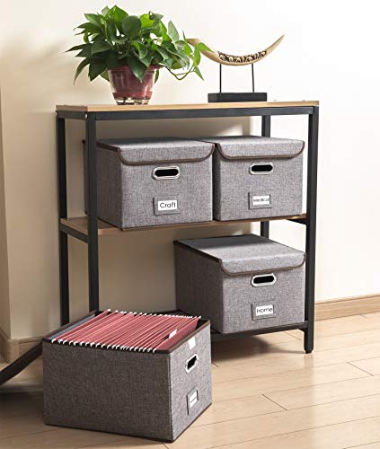 Prandom File Organizer Box - Set of 1 Collapsible Decorative Prandom File Organizer Box - Set of 1 Collapsible Decorative Linen Filing Storage Hanging File Folders with Lids Office Cabinet Letter Size (15x12.2x10.75 inch).