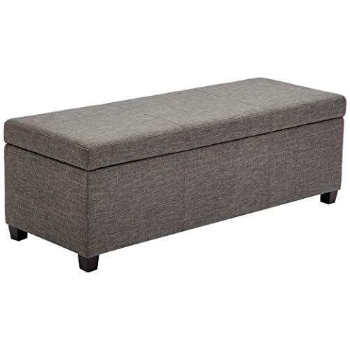 First Hill Damara Lift-Top Storage Ottoman Bench with Fabric Upholstery, Foggy Day Gray