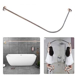 Sikaiqi Stretchable 304 Stainless L Shaped Bathroom Bathtub Corner Shower Curtain Rod Rack (Large Size: 27.55"-39.37" X 39.37"- 65")